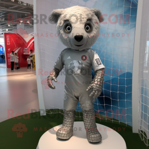 Silver soccer goal mascot costume character dressed with Rash Guard and Earrings