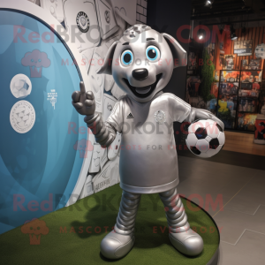 Silver soccer goal mascot costume character dressed with Rash Guard and Earrings