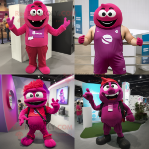 Magenta But mascot costume character dressed with Tank Top and Suspenders