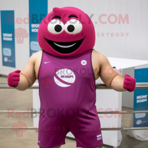 Magenta But mascot costume character dressed with Tank Top and Suspenders