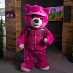 Magenta bamse maskot...