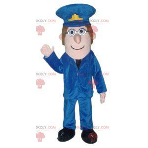 Homem mascote do tratador em uniforme de policial -