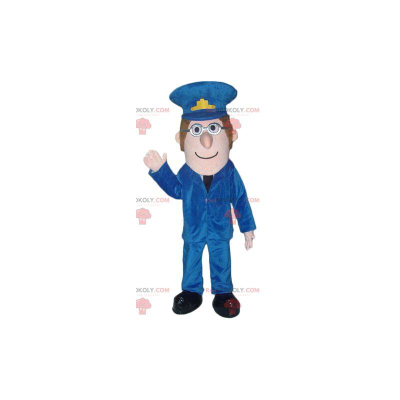 Homem mascote do tratador em uniforme de policial -