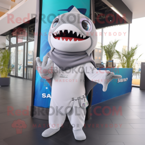Sølv Shark maskot kostume...