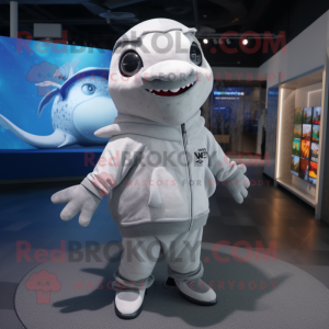 Sølv Shark maskot kostume...