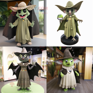 Olive Bat maskot kostym...