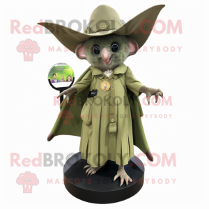 Olive Bat mascot costume character dressed with Maxi Skirt and Hat pins