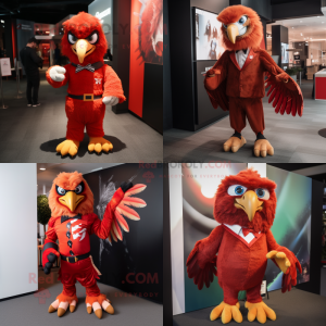 Red Eagle mascot costume character dressed with Playsuit and Ties