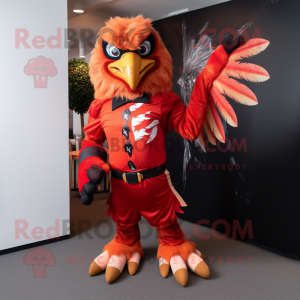 Red Eagle mascot costume character dressed with Playsuit and Ties