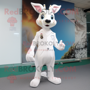 White roe deer mascot costume character dressed with Romper and Shoe clips
