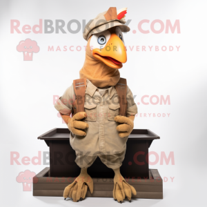 Tan Roosters mascot costume character dressed with Tank Top and Caps