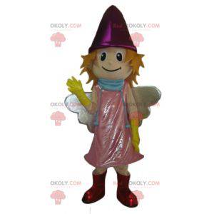 Little smiling fairy mascot with a pink dress - Redbrokoly.com