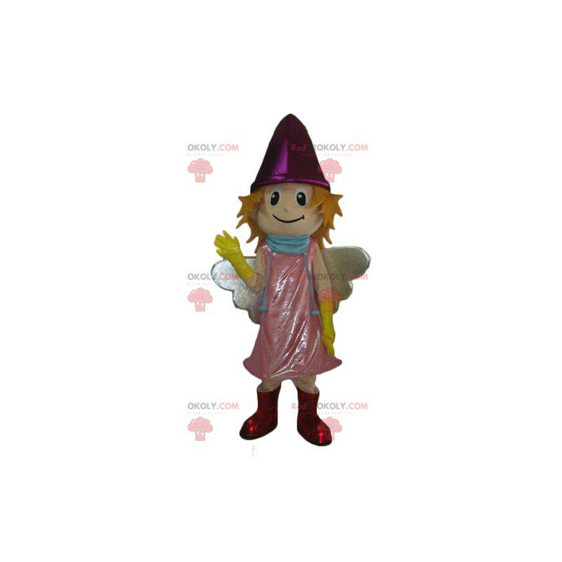 Little smiling fairy mascot with a pink dress - Redbrokoly.com