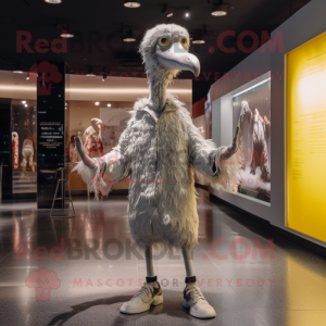 Silver Ostrich mascot costume character dressed with Parka and Anklets