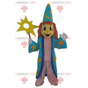 Witch sorceress mascot with a blue dress - Redbrokoly.com