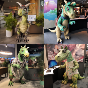 nan Parasaurolophus mascot costume character dressed with Romper and Hairpins