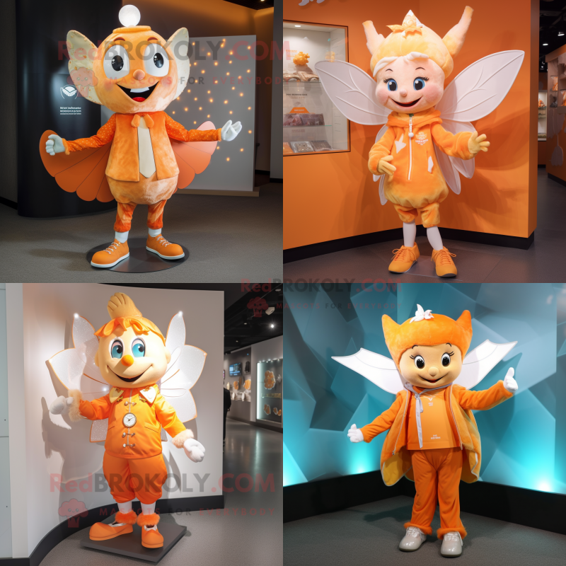 Orange Tooth Fairy mascot costume character dressed with Jacket and Brooches Orange Tooth Fairy mascot costume character dressed with Jacket and Brooches