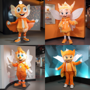 Orange Tooth Fairy mascot costume character dressed with Jacket and Brooches