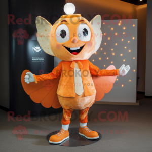 Orange Tooth Fairy mascot costume character dressed with Jacket and Brooches