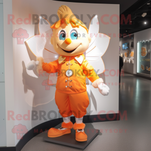 Orange Tooth Fairy mascot costume character dressed with Jacket and Brooches