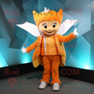 Orange Tooth Fairy mascot costume character dressed with Jacket and Brooches
