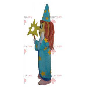 Heks tovenares mascotte met een blauwe jurk - Redbrokoly.com