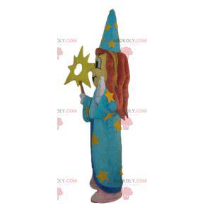 Mascotte strega strega con un vestito blu - Redbrokoly.com