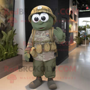 Oliv armé soldat maskot...