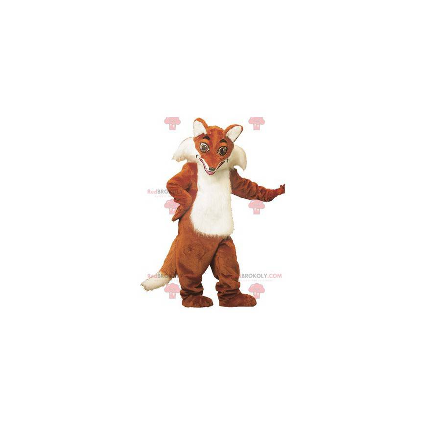 Velmi realistický maskot oranžové a bílé lišky - Redbrokoly.com