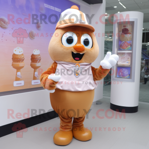 Rust Ice cream mascot costume character dressed with Pleated Skirt and Watches