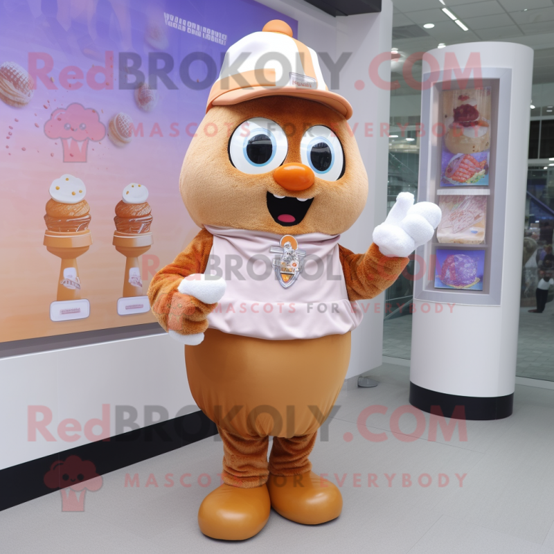 Rust Ice cream mascot costume character dressed with Pleated Skirt and Watches Rust Ice cream mascot costume character dressed with Pleated Skirt and Watches