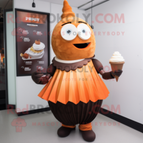 Rust Ice cream mascot costume character dressed with Pleated Skirt and Watches