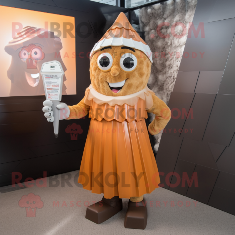 Rust Ice cream mascot costume character dressed with Pleated Skirt and Watches Rust Ice cream mascot costume character dressed with Pleated Skirt and Watches