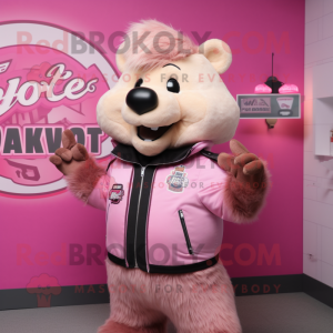 Rosa Biber Maskottchen...