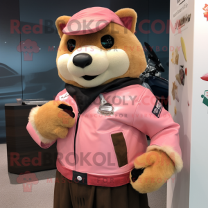 Rosa Beaver maskot drakt...