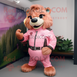 Pink Beaver maskot kostume...