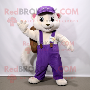 Lavender Ferret mascot costume character dressed with Chinos and Keychains