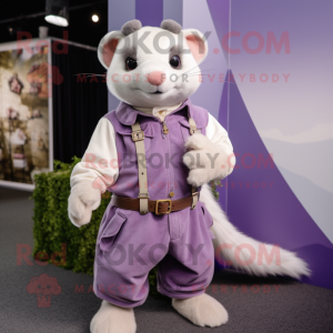 Lavender Ferret mascot costume character dressed with Chinos and Keychains