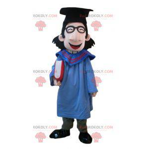Maskot studenta s pláštěm a čepicí pro absolventy -