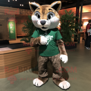 Forest Green Bobcat mascot costume character dressed with Tank Top and Tote bags
