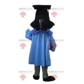 Maskot studenta s pláštěm a čepicí pro absolventy -