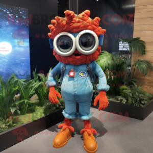 Rust medusa mascot costume character dressed with Denim Shorts and Sunglasses