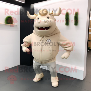 Beige Bull maskot kostume...