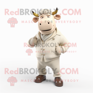 Beige Bull maskot kostym...