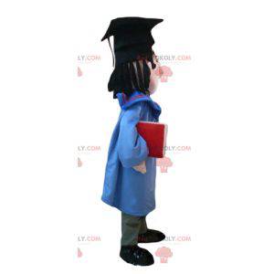 Mascotte studente con un abito e un berretto laureato -