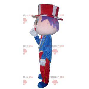 Mascote do showman com fantasia e chapéu - Redbrokoly.com