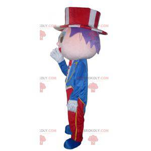 Showman mascotte met een kostuum en een hoed - Redbrokoly.com