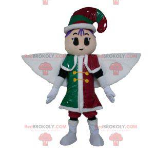 Leprechaun fairy mascot in red green and white outfit -