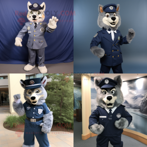 Navy say wolf mascot costume character dressed with Suit Pants and Cummerbunds