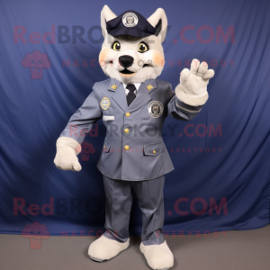 Navy say wolf mascot costume character dressed with Suit Pants and Cummerbunds